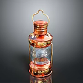 Vintage Copper Lantern With Glass Shade Metal Frame And Handle