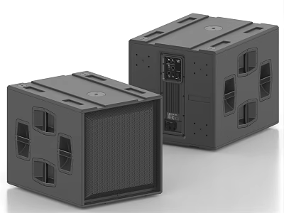 Modern Gray Cube Shaped Speakers With Multiple Ports And Professional Audio Design 3d model