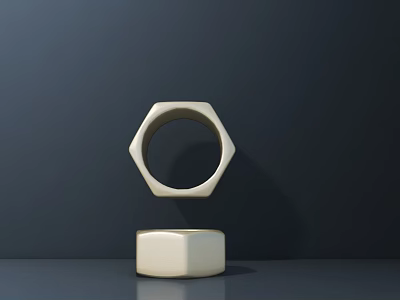 Modern White Hexagonal Dining Chair With Stable Base And Dark Background Design 3d model