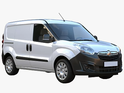 White Cargo Van With Black Bumper Silver Wheels Side Windows And Roof Antenna 3d model