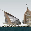 Modern Wooden House on Water with Reflection and White Roof Open Balcony Design
