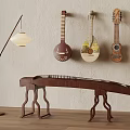 New Chinese Guzheng Pipa Floor Lamp Traditional Musical Instruments 3d model