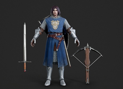 Realistic Crossbow Swordsman Assassin Warrior Noble Knight Man Warrior Knight Crossbow Swordsman Assassin 3d model