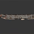 Rusty Curved Industrial Pipe System With Multiple Tubes And Support Frames