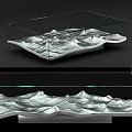 Modern Coffee Table With Glass Top And Wavy Mountain Inspired Design For Living Room Decor