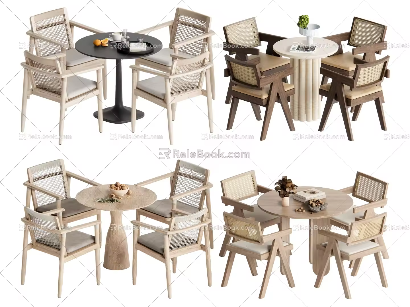 Quiet leisure table and chair combination 3d model