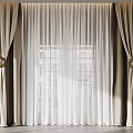 Elegant Modern Curtains Interior With Beige Thick Panels White Sheer Layers And Golden Ring Hooks