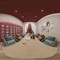 Cyberpunk Style Meeting Room With Luminous Purple Blue Lines White Sofas And Black Table