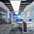 Modern Monitoring Room Interior With Control Consoles Monitor Screens And Ergonomic Office Chairs