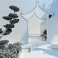 New Chinese Style Door Gave Garden Door Gave 3d model