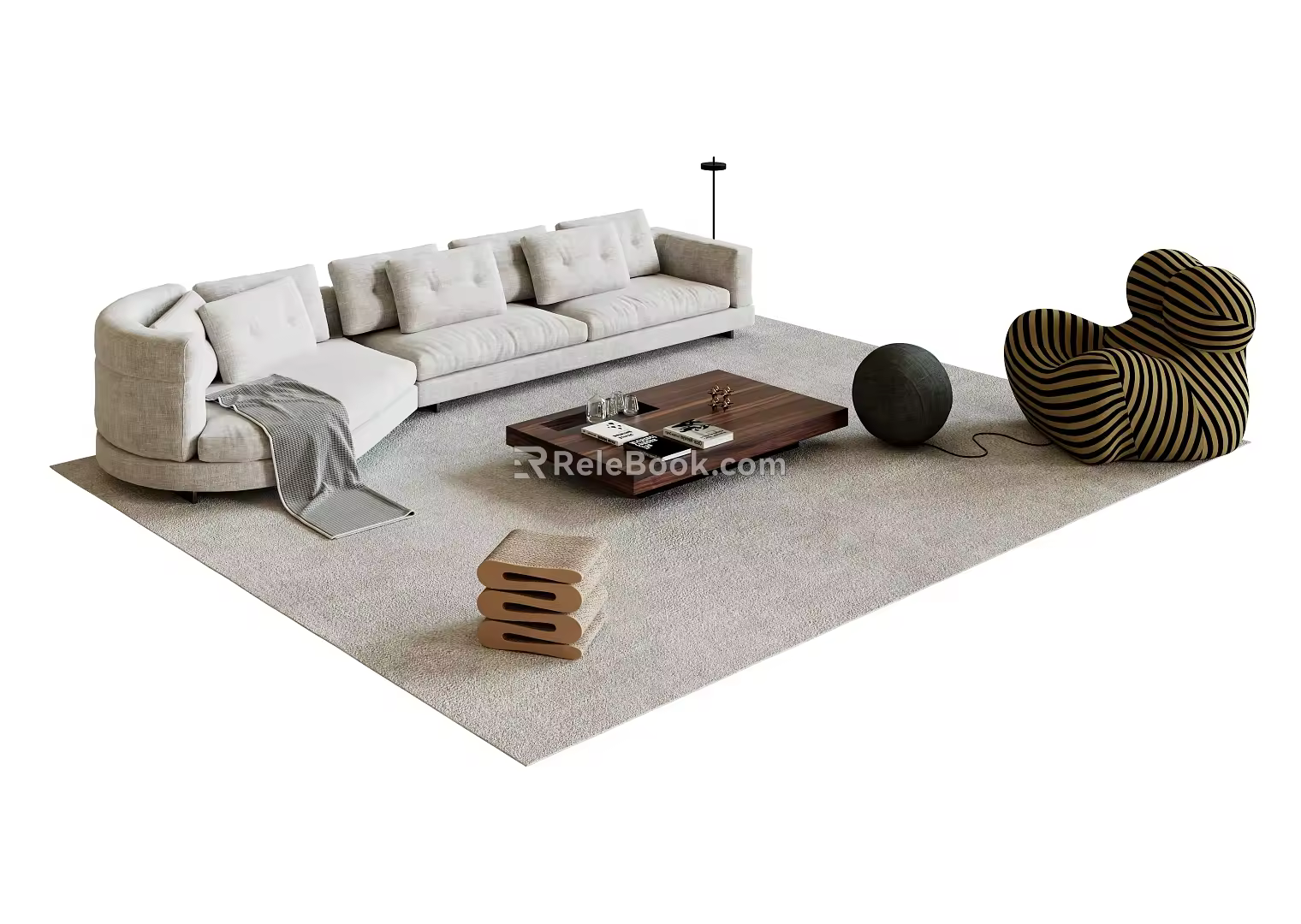 Sofa coffee table combination 3d model