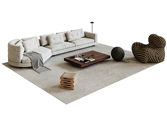 Sofa coffee table combination 3d model