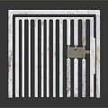 Architectural Stone Screen With Vertical Slats And Central Metal Latch Design 3d model