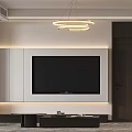 Modern Living and Dining Room Interior with Beige Sofa Coffee Table Pendant Light and Artwork