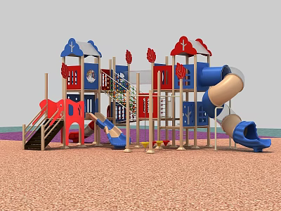 Plastic-wood combination slide 3d model