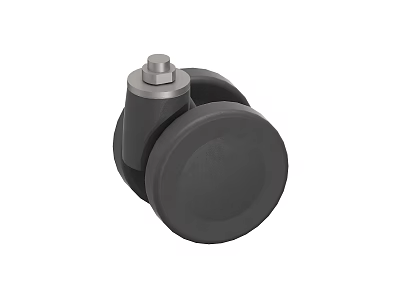 Black Rubber Caster Wheel With Metal Stem For Furniture And Equipment 3d model