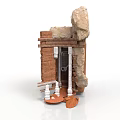 Vintage Brick Building Structure With Stone Columns Archway And Historical Design