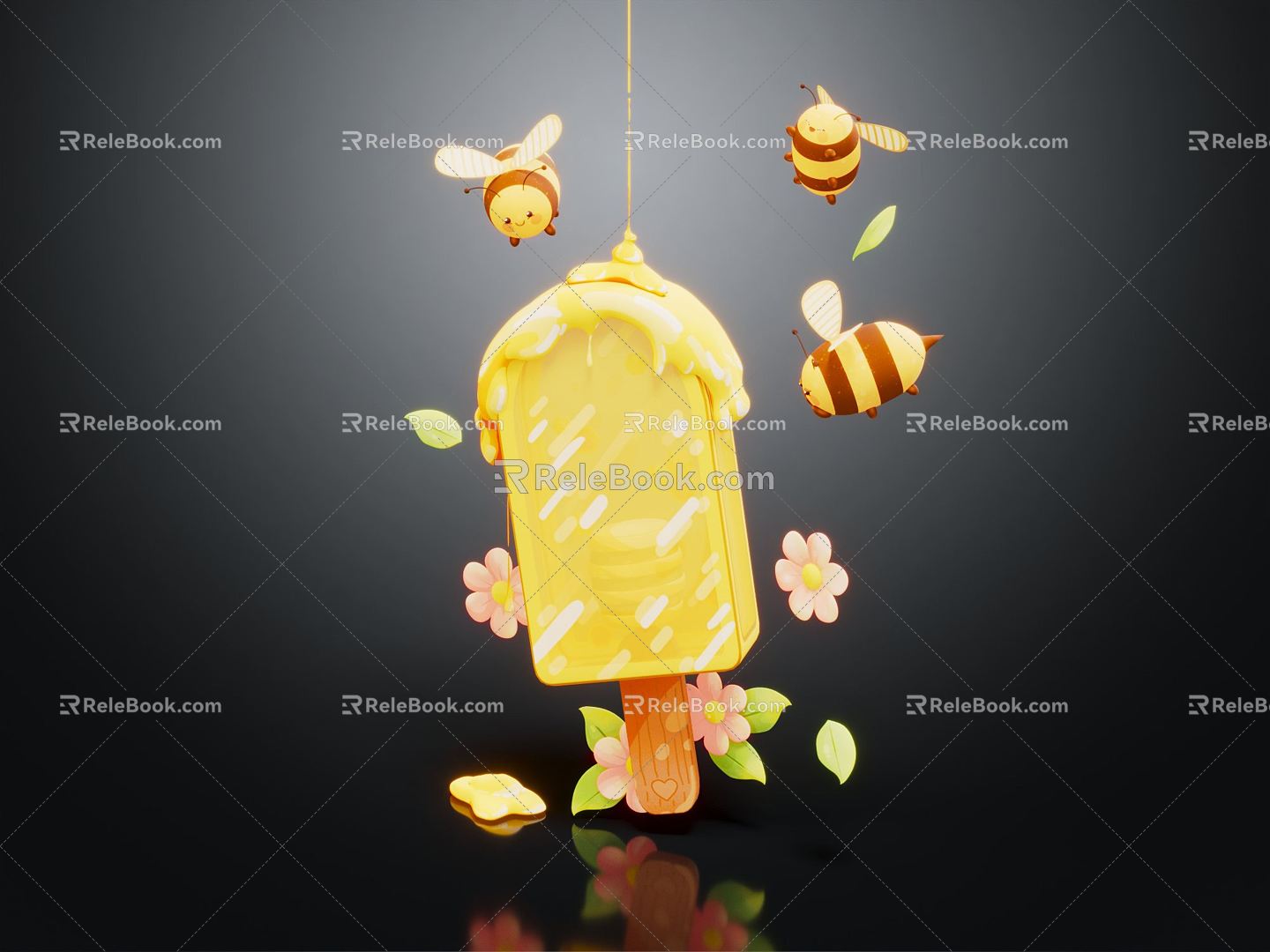 Modern Ice Cream Bee Cartoon Bee Cartoon Ice Cream 3d model