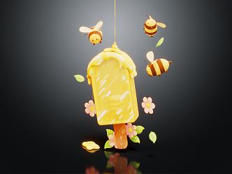 Modern Ice Cream Bee Cartoon Bee Cartoon Ice Cream 3d model