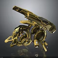 Golden Mechanical Creature With Intricate Robotic Structure And Gear Details