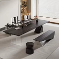 -Ji Feng Big Board Table Tea Table and Chair Combination Tea Table Tea Table Tea Room Tea Table 3d model