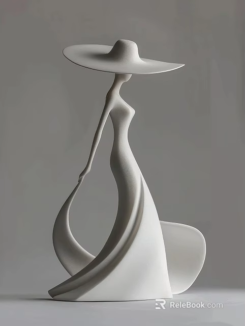 White Human Figure Decorative Ornament Sculpture Set With Elegant Curved Lines For Modern Home Decor 3d model 