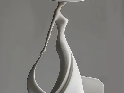 White Human Figure Decorative Ornament Sculpture Set With Elegant Curved Lines For Modern Home Decor 3d model