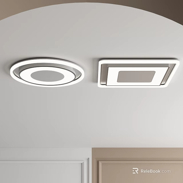 Modern Round And Square White Ceiling Lights For Contemporary Interior Design 3d model 