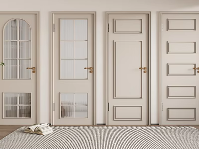 Various Style Neutral Hinged Doors With Glass Panels And Golden Handles For Home Interior Design 3d model