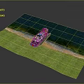 Amphibious Hovercraft Miniature Scene With Green Grass And Blue Water Mat