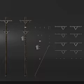 Comprehensive Display Of Utility Poles With Electrical Components And Structural Parts Diagram