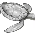 Silver Metal Turtle Sculpture With Detailed Shell And Decorative Texture Design 3d model
