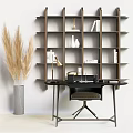 Modern Desk and Chair Desk and Chair Combination Creative Desk and Chair Bookcase Creative Bookshelf Art Bookshelf Ornaments 3d model