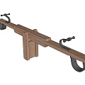 Sturdy Wooden Seesaw Playground Equipment Featuring Metal Handles For Kids Outdoor Fun