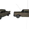 Two Vintage Classic Cars With Worn Weathered Body And Retro Design