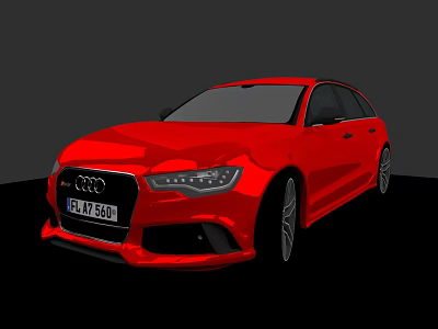 Red Audi Station Wagon With LED Headlights Sporty Design And Alloy Wheels 3d model