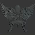 Decorative Chair With Ornate Wings Oval Back Decoration And Carved Legs Design