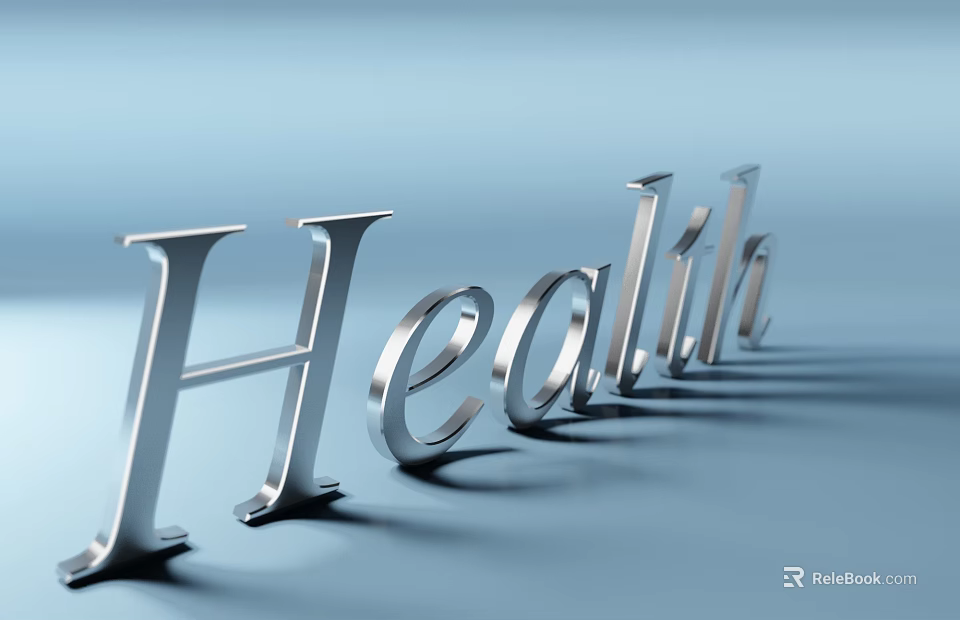 Modern 3D Metal Health Letters As Stylish Wall Decor For Home 3d model 