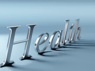 Modern 3D Metal Health Letters As Stylish Wall Decor For Home 3d model