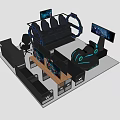 Gaming Exhibition Booth Setup With Multiple Monitors Gaming Chairs And Control Station 3d model