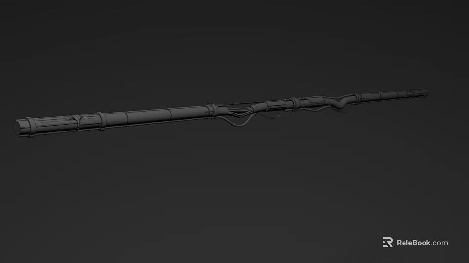 Detailed 3D Model of Long Barrel Weapon With Grip and Metallic Texture 3d model 