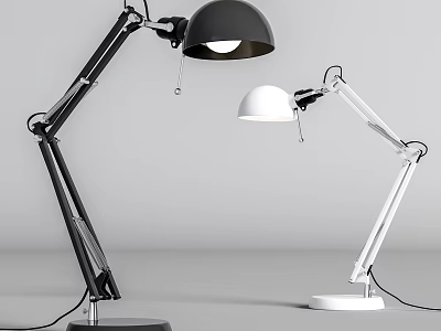 Modern Black and White Desk Lamps with Adjustable Arms for Home Office Use 3d model