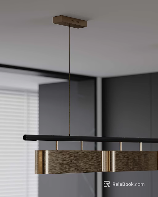 Sleek Black And Gold Pendant Light For Modern Kitchen Interior With Stylish Design Details 3d model 