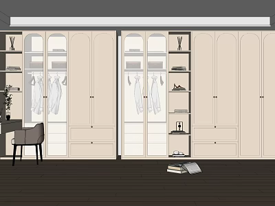 Cream wardrobe French wardrobe 3d model
