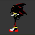 3D Black Hedgehog Character Model With Red Stripes White Gloves And Red Yellow Shoes In Standing Pose