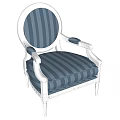 Modern Striped Accent Chair With White Frame Striped Fabric And Comfortable Armrests For Living Room