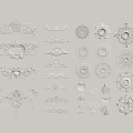 Ornate White Carved Decorative Elements Featuring Various Shapes For Interior Decoration 3d model