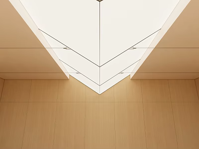 Modern Ceiling Design With Geometric White Panels Recessed Lighting And Wooden Wall Panels 3d model
