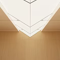 Modern Ceiling Design With Geometric White Panels Recessed Lighting And Wooden Wall Panels