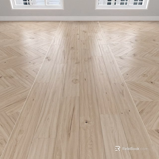 Light Colored Wooden Floor Components With Herringbone Pattern And Natural Texture 3d model